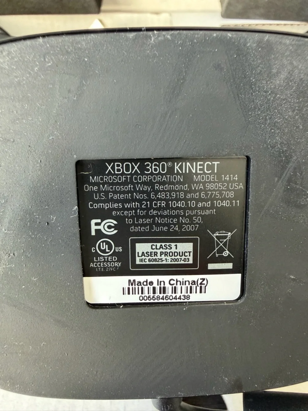 Xbox 360 Kinect Sensor Model 1414 Motion Camera Black Tested Working
